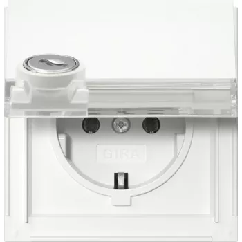 Gira 446766 Tomada SCHUKO com interruptor de chave, fecho diferente, 16 A, 250 V, encastrar, branco puro brilhante
