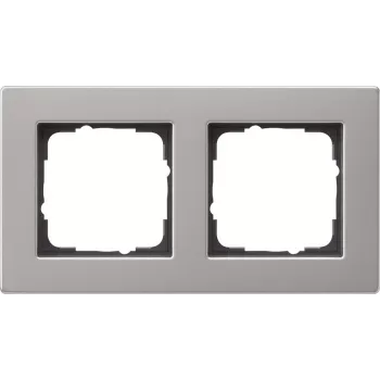 Gira E2 moldura 2 tomadas plana aço inoxidável 0212335