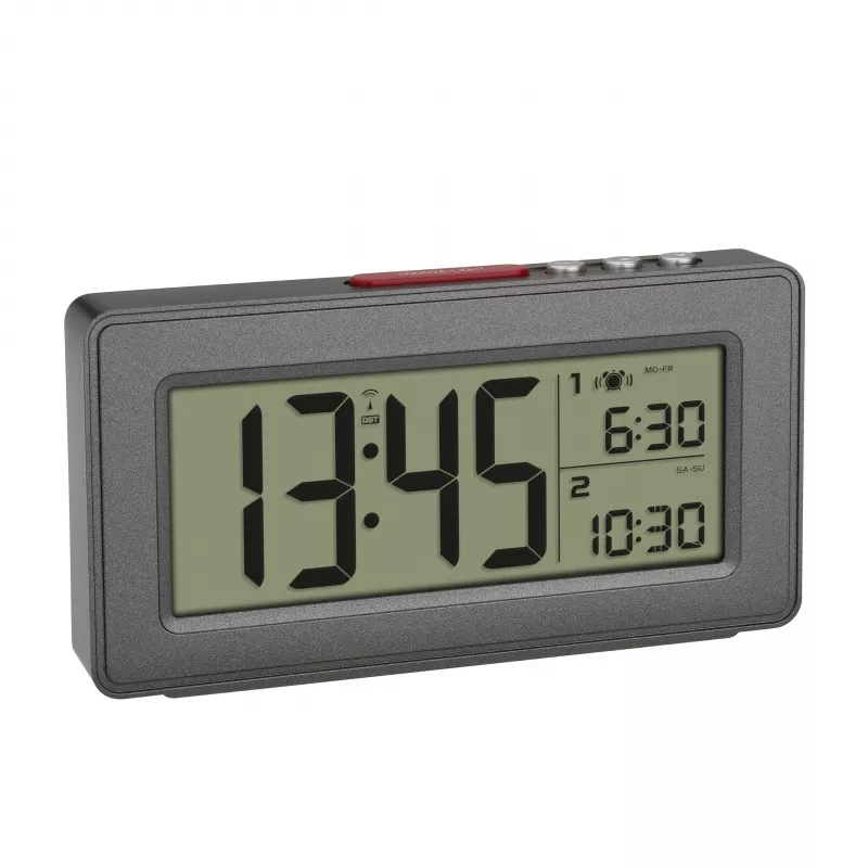 TFA Dostmann 60.2563.10 Despertador rádio-controlado, alarme duplo, antracite