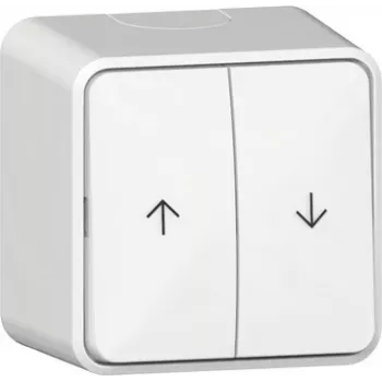 GIRA Interruptor basculante de superfície para controlo de estores, branco puro, setas subir/descer, 250 V, 10 A 315813