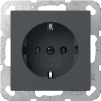 Gira System 55 Tomada SCHUKO com tampa basculante, antracite 418028