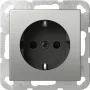 Gira System 55 Tomada SCHUKO com obturador, aspeto aço inoxidável 4183600