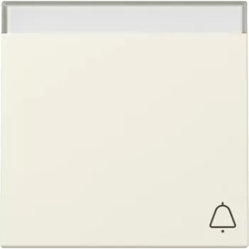Tampa de tecla Gira System 55 com símbolos de campainha e luz, branco creme brilhante 367301