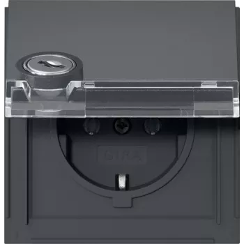 Tomada SCHUKO GIRA 456967 com fechadura de cilindro de fecho igual, branco puro brilhante