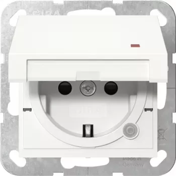 Tomada Schuko Gira System 55 com LED de controlo, branco puro 455227