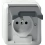 Tomada Schuko GIRA 448530 com tampa basculante, branco puro brilhante