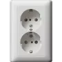 Tomada Schuko Gira System 55 CEE 7/3, 16 A, 250 V, branco puro brilhante, tampa basculante 078327