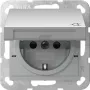 Gira System 55 tomada SCHUKO com tampa basculante e proteção reforçada contra contacto, branco puro brilhante 475426