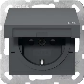 Gira System 55 tomada SCHUKO com tampa basculante, branco puro brilhante 475428