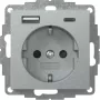 Gira System 55 tomada SCHUKO com carregador USB A/C, alumínio 245926