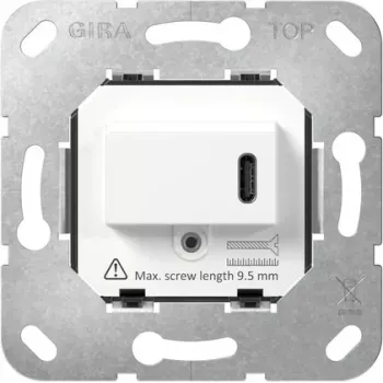 Gira mecanismo de tomada SCHUKO com USB Type-C PD, 16 A, 250 V, embutir, preto 236200