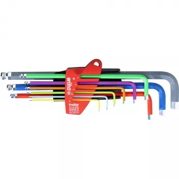 Wiha conjunto de chaves sextavadas com ponta esférica 9 peças com código de cores 1,5-10 mm ErgoStar 46555