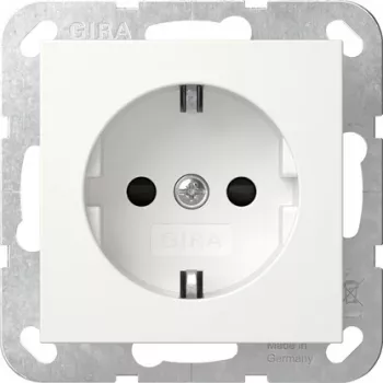 GIRA 475503 tomada SCHUKO com luz de orientação LED, proteção reforçada contra contacto, branco brilhante