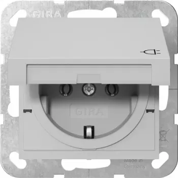 Tomada SCHUKO GIRA 4454015 com tampa basculante, System 55, cinzento
