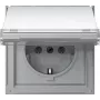 Tomada SCHUKO Gira TX_44 com tampa basculante e campo de identificação, branco puro 441065