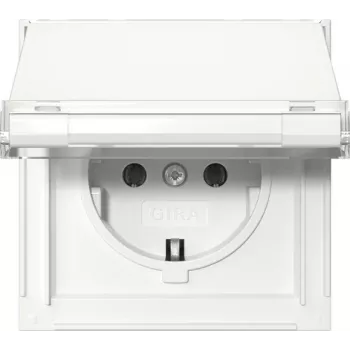 Tomada SCHUKO GIRA 441066 com tampa basculante, Gira TX_44, branco puro