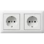 Tomada Schuko Gira System 55 2 tomadas pré-cabeadas com moldura, branco puro brilhante 479303