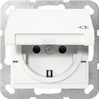 Gira 475427 Tomada SCHUKO com tampa basculante, System 55, branco puro brilhante