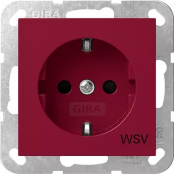 Gira Tomada SCHUKO Standard 55, proteção reforçada contra contacto, com campo de identificação, vermelho (RAL 3003) 4453108