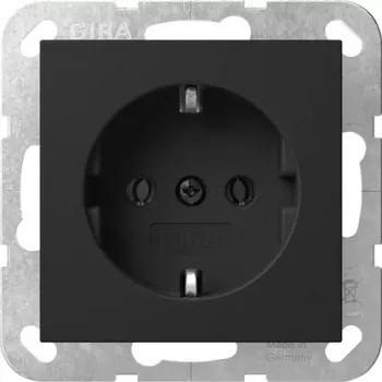 Gira System 55 Tomada SCHUKO com tampa basculante, preto 4180005