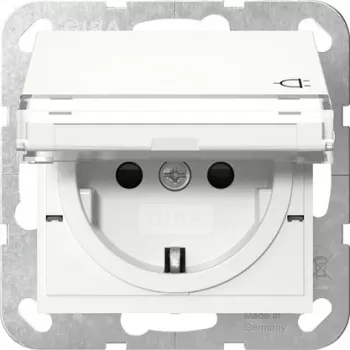 Gira 455703 Tomada SCHUKO com tampa basculante, branco puro brilhante, System 55