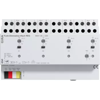 GIRA Atuador de regulação sem fios para calha DIN 4 canais 543100