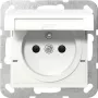 Gira 448803 Tomada Schuko com tampa basculante, contacto de proteção, System 55, branco puro brilhante