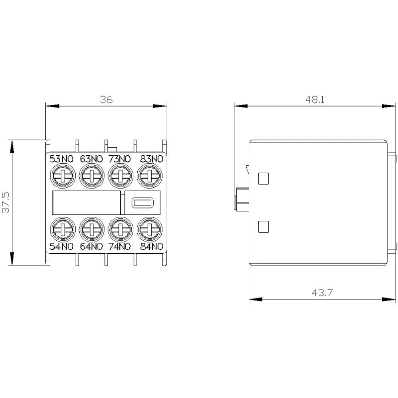 Siemens 3RH2911-1XA40-0MA0 bloco de contactos auxiliares, 4 NO, ligação por parafuso, montagem lateral para SIRIUS 3RH2/3RT2