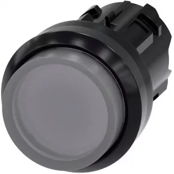 Siemens SIRIUS ACT elemento frontal de botão iluminado, plástico, transparente, 22mm, anel frontal preto 3SU1001-0BB70-0AA0