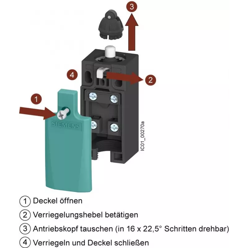 Interruptor de posição Siemens SIRIUS 3SE5, rolete, 1NO+1NC, IP66/IP67 3SE5122-0CA00