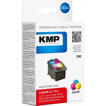Cartucho de tinta tri-color KMP C80 (ciano, magenta, amarelo) - 13 ml - compatível com Canon PIXMA MP230, MP252, MP258, MP272, MP280, MP282, MP495, MP499, MX360, MX410, MX420 1512.4530