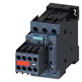 Siemens SIRIUS 3RT2 contactor de potência 11kW/400V 2NO+2NC bobina 24V DC, terminais de parafuso, IP20 3RT20261BB443MA0