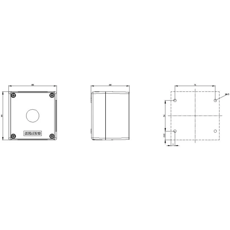 Siemens 3SU1801-1AA00-1AA1 Caixa para seletor de 4 posições