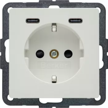 Tomada SCHUKO Hager Berker Q.x com USB-C PD 20W, branco polar 48156089