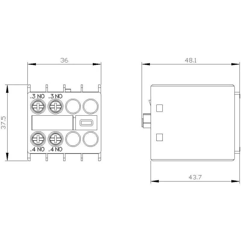Siemens bloco de contactos auxiliares 3RH2911-1HA20, 2 NA, montagem frontal, terminais de parafuso