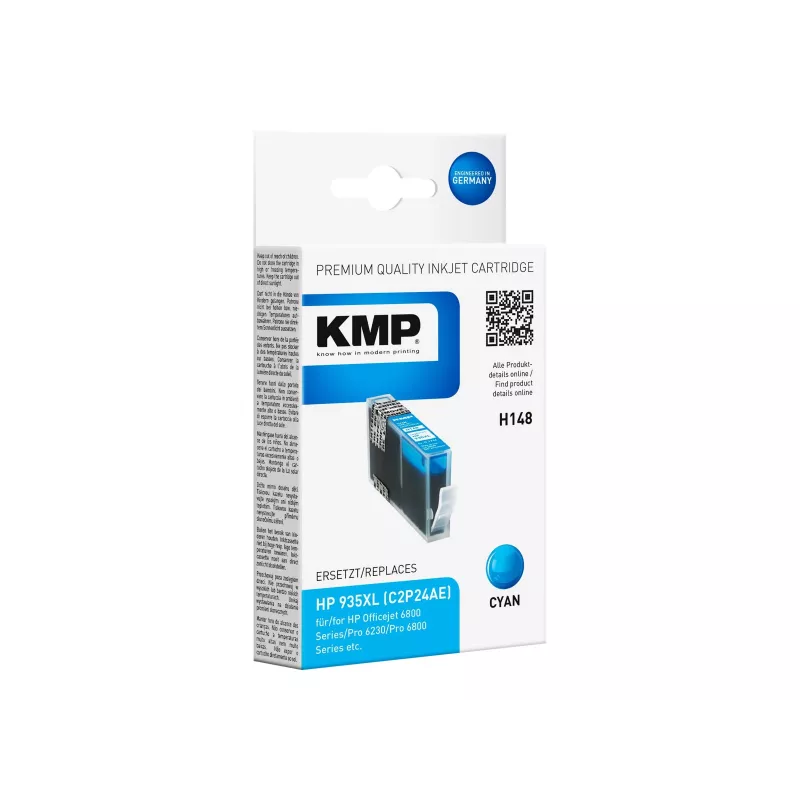 KMP H148 cartucho de tinta ciano compatível High Yield para HP OfficeJet 6812, 6815, 6820, 6822, 6825, Pro 6235 (15 ml, 825 páginas) 1744,0003