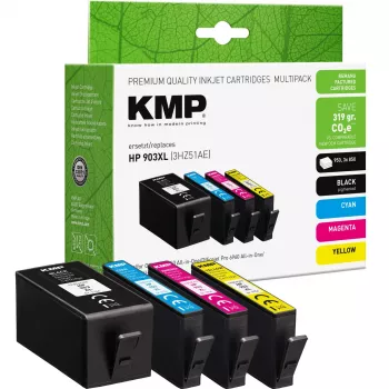 Cartucho de tinta compatível KMP, pack de 4 preto/ciano/magenta/amarelo para HP 903XL (3HZ51AE) 1756,4005