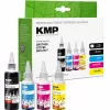 Conjunto de tintas de recarga KMP PRINTTECHNIK para Brother BTD180BK/C/M/Y – preto 110 ml, ciano/magenta/amarelo 50 ml cada (compatível) 1555,0005