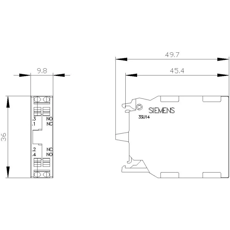 Módulo de contacto SIEMENS SIRIUS ACT 3SU1400-1AA10-3FA0, 1NO+1NC, borne de parafuso