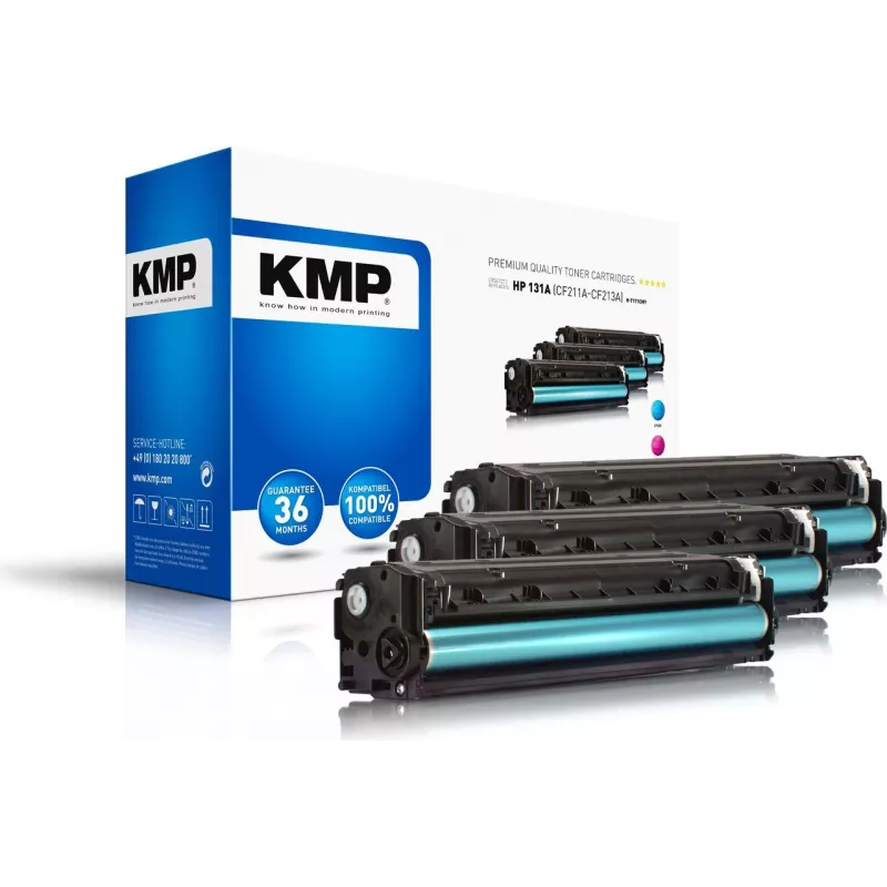 Cartuchos de toner compatíveis KMP 1236,0030, multi-pack para HP LaserJet Pro 200 color M251n/M251nw - ciano, magenta, amarelo (pack de 3, 1800 páginas cada)