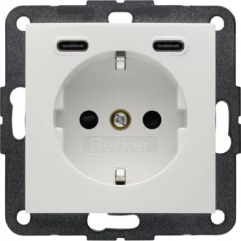 Berker tomada SCHUKO com USB-C PD 20W, S.1, branco polar brilhante 48158989