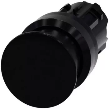 Siemens SIRIUS ACT elemento frontal de botão de cogumelo, plástico, preto, 22mm, atuador de 40mm, retenção, desbloqueio por tração 3SU1000-1AD10-0AA0