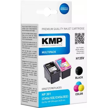 KMP MULTIPACK H135V – pack de 2 cartuchos de tinta preto e tri-color (alternativa a HP 301XL)