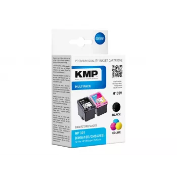 KMP MULTIPACK H135V – pack de 2 cartuchos de tinta preto e tri-color (alternativa a HP 301XL)