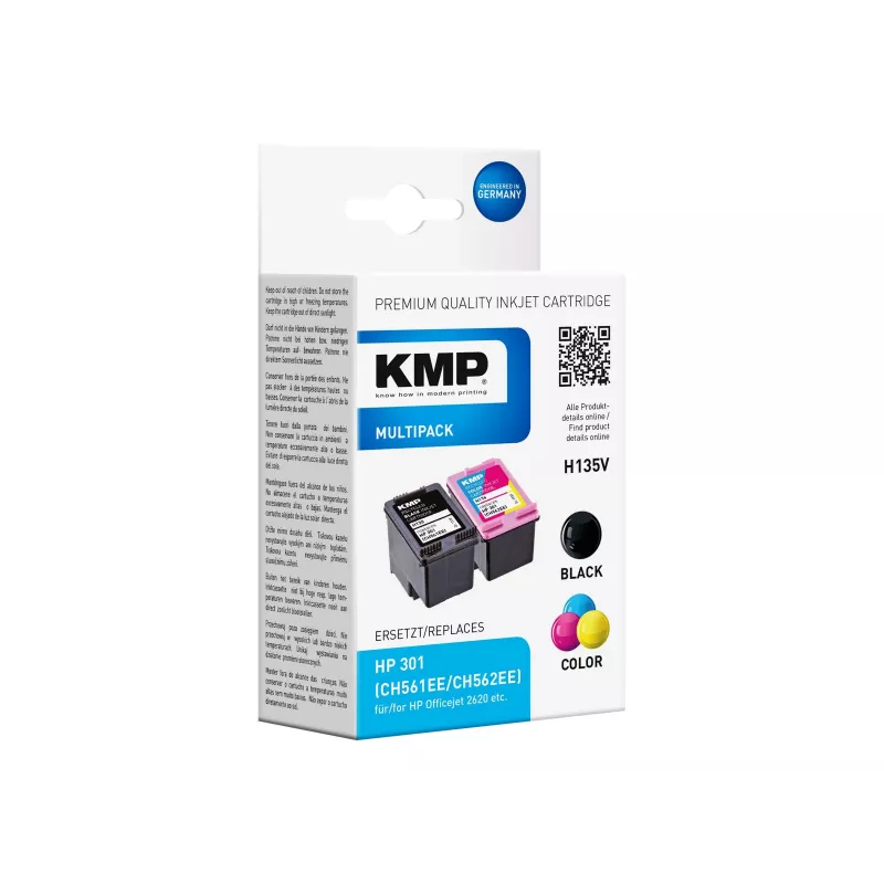 KMP MULTIPACK H135V – pack de 2 cartuchos de tinta preto e tri-color (alternativa a HP 301XL)