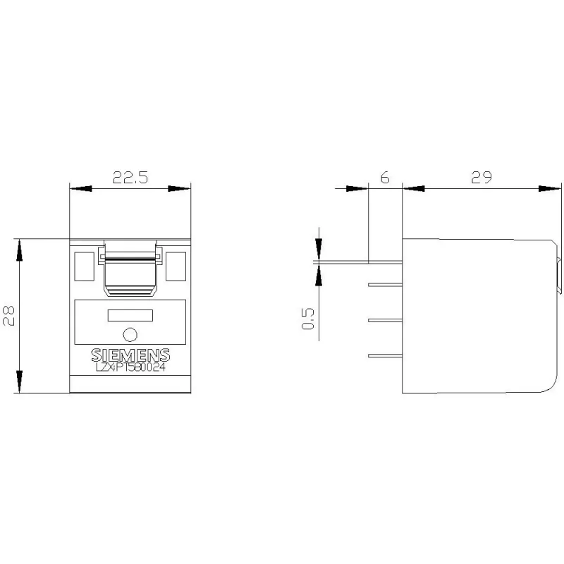 Siemens SIRIUS LZX PT580024 relé de ficha, 5 comutadores, bobina 24V DC, 6A