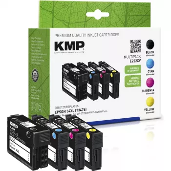 KMP pack de 4 cartuchos de tinta compatíveis para Epson WorkForce Pro WF-3720 série – preto, ciano, magenta, amarelo (1637,4005)