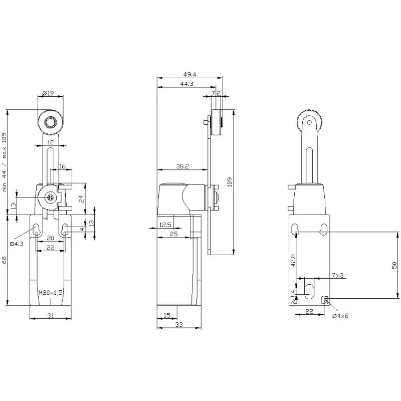 Siemens 3SE52320LK50 interruptor de posição 3SE5232, caixa de plástico