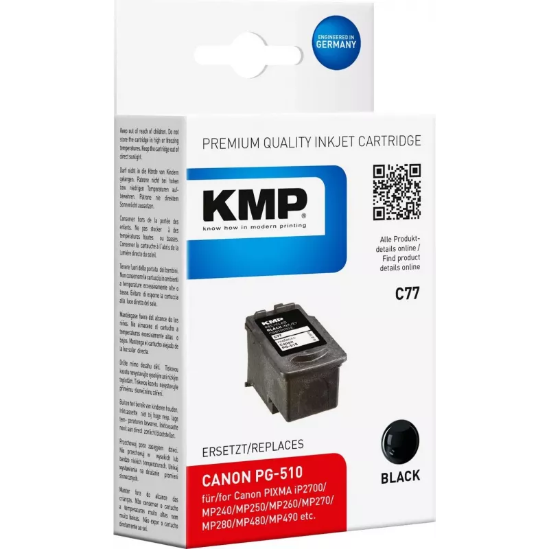 KMP C77 tinte preta compatível 9 ml para Canon PIXMA MP230 MP237 MP252 MP258 MP270 MP282 MP499 MX350 MX360 MX410 MX420 1511.4001