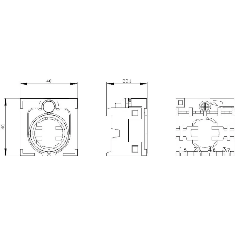 Siemens SIRIUS ACT Suporte para 4 aparelhos de comando, 22 mm, plástico preto, montagem em painel frontal, 3SU1500-0BA10-0AA0
